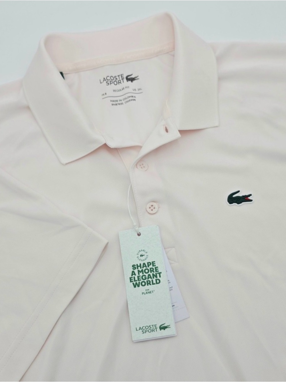 Lacoste Men’s Pale Pink Polo Shirt with Crocodile Emblem
